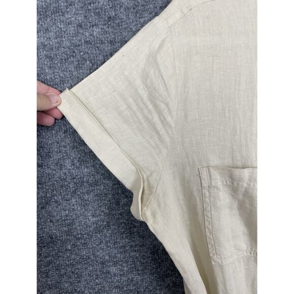 Anthropologie Cloth & Stone Linen Romper Tie Waist Rolled Hem SZ XL - Picture 2 of 16